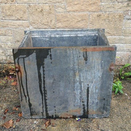 33 - Antique slate water trough/cistern with cast iron detail - watertight - 44cm x 67cm x 59cm