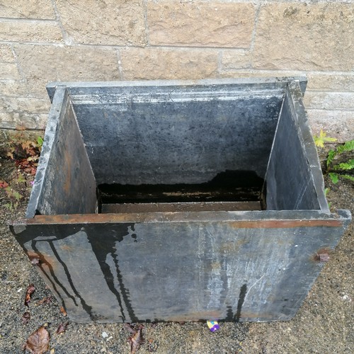 33 - Antique slate water trough/cistern with cast iron detail - watertight - 44cm x 67cm x 59cm