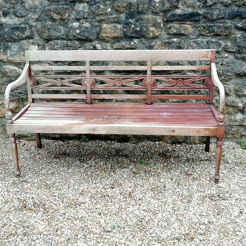 40 - Teak Indian 3 seater bench  - 148cm x 84cm x 48cm