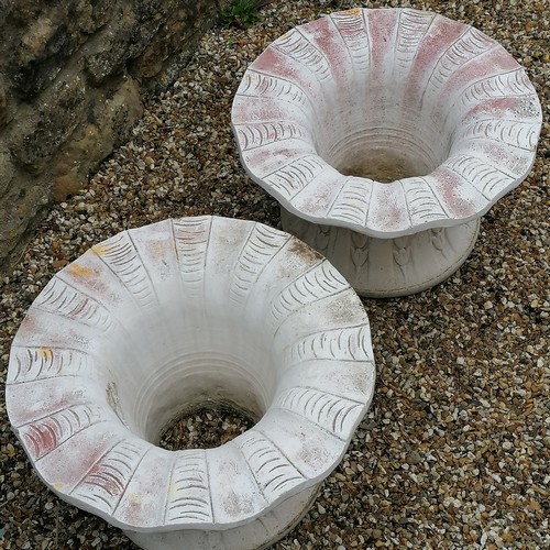 42 - Pair of composite limestone planters (no bases)