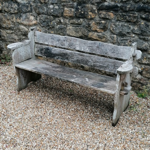 43 - 3 seater teak slatted bench