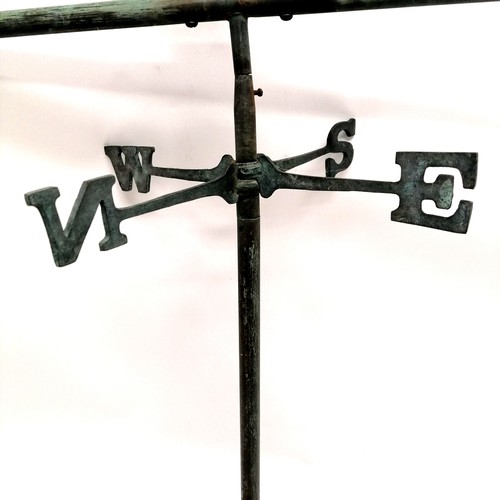 49 - Bronze weather vane with cockerel detail - 79cm high