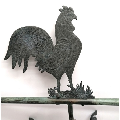 49 - Bronze weather vane with cockerel detail - 79cm high