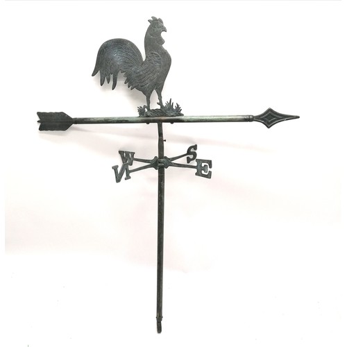 49 - Bronze weather vane with cockerel detail - 79cm high