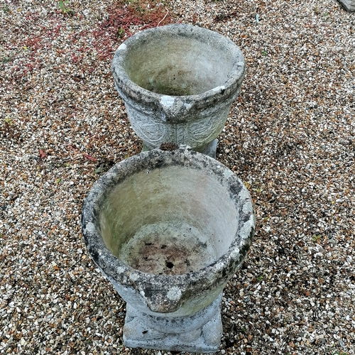 53 - Pair of circular planters on serpent detailed bases - 52cm diameter x 50cm high