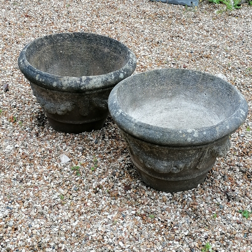 57 - Pair of large circular planters with swag detail - 49cm diameter x 34cm high