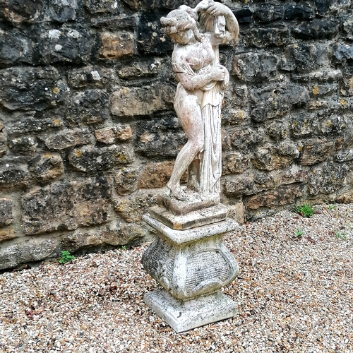 58 - Figure of Venus bathing on a square shaped pedestal - total height 119cm high x 27cm diameter