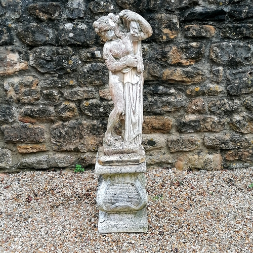 58 - Figure of Venus bathing on a square shaped pedestal - total height 119cm high x 27cm diameter