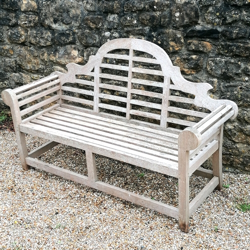 60 - Lutyens style teak bench - 165cm x 66cm x 105cm - in good used condition