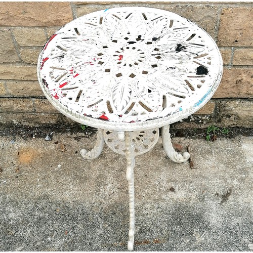 64 - Cast aluminium coffee table - 46cm diameter x 57cm high