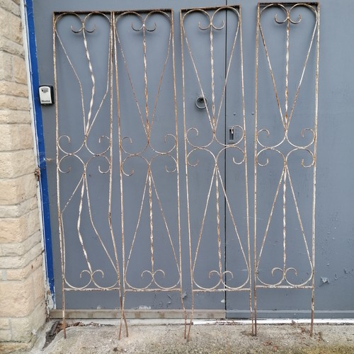 66 - Set of 4 wrought iron decorative rectangular panels - 201cm high x 34cm wide