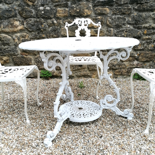 76 - Garden aluminium circular table and 4 chairs - 93cm diameter x 72cm high