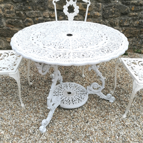 76 - Garden aluminium circular table and 4 chairs - 93cm diameter x 72cm high