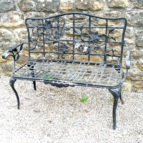 78 - Aluminium black 2 seater garden bench - 115cm long x 45cm deep x 88cm high