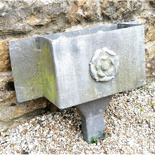 85 - Antique Lead rain hopper with rose detail - 56cm wide x 46cm high