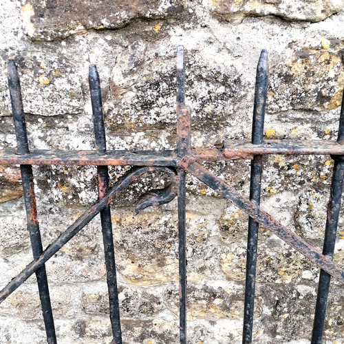 88 - 3 antique matching wrought iron hand forged field gates comprising a pair and a single gate - in ove... 