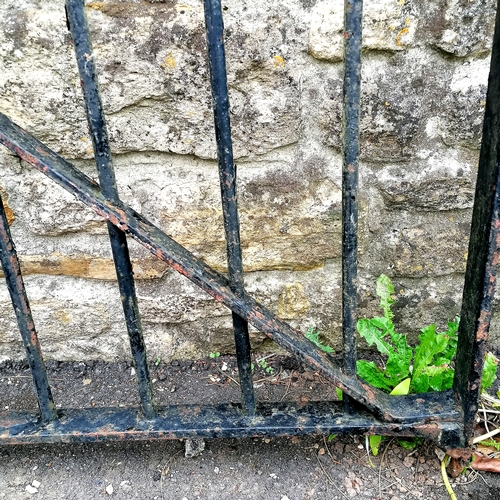 88 - 3 antique matching wrought iron hand forged field gates comprising a pair and a single gate - in ove... 