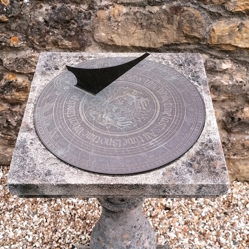 90 - Bronze sundial on a pedestal base - 32cm diameter base x 90cm high