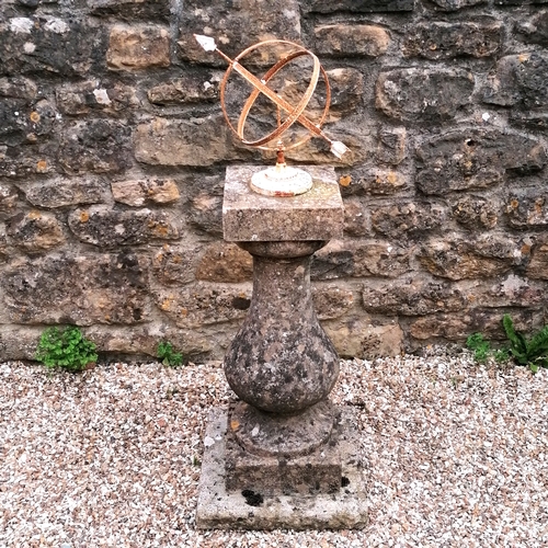 92 - Pedestal base holding an armillary - 40cm diameter base x 80cm high