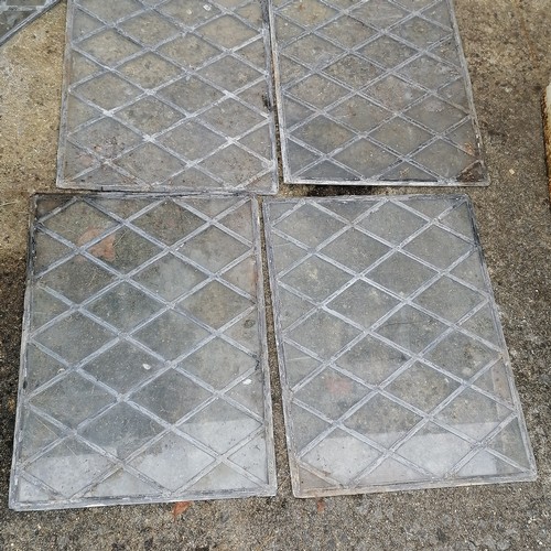 113 - 7 x antique lattice lead light windows - 54cm x 40cm ~ some slight a/f (cracks)