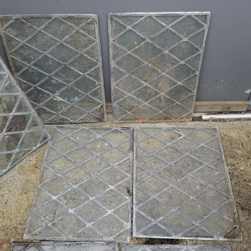 113 - 7 x antique lattice lead light windows - 54cm x 40cm ~ some slight a/f (cracks)