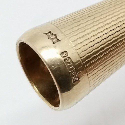 510 - 1979 9ct hallmarked gold cigarette / cheroot holder by S J Rose & Son - 11.5cm & 10.9g total weight