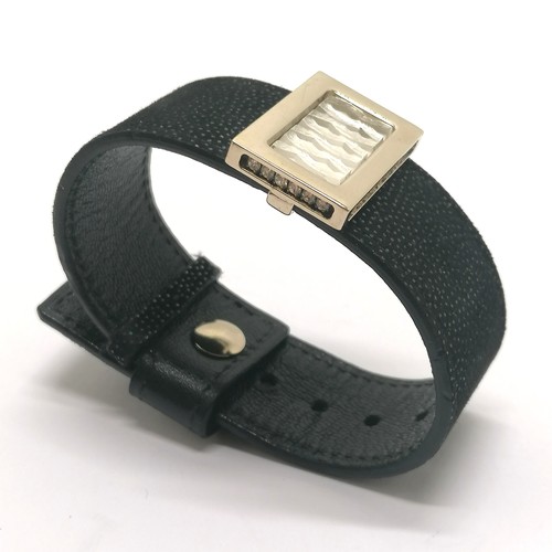 517 - Lalique crystal fashion leather bracelet - 20cm ~ slight wear to loop