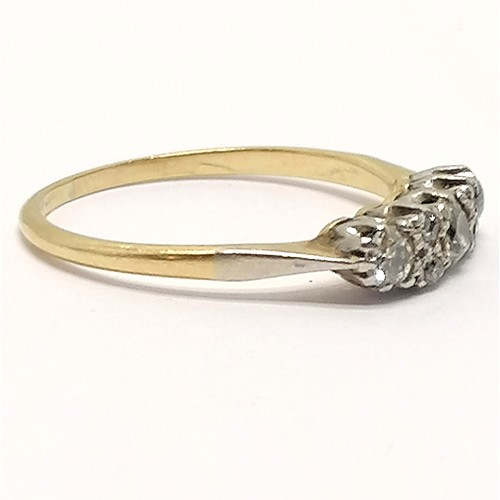 526 - Antique 18ct gold & platinum 7 stone diamond ring - size N½ & 2.2g total weight - shank has wear