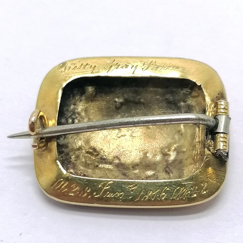 553 - Georgian unmarked gold (touch tests as 18ct) 'Affection' brooch with dedication for Kitty Gray P....... 