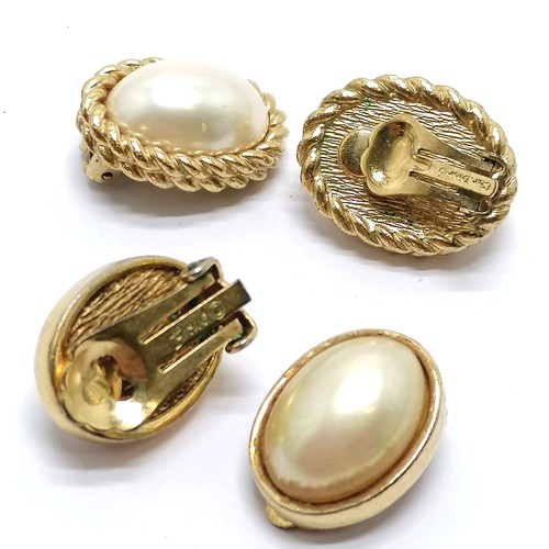 578 - Christian Dior gold tone clip-on earrings with mock pearl detail t/w Grosse similar earrings - SOLD ... 