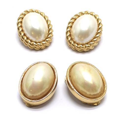 578 - Christian Dior gold tone clip-on earrings with mock pearl detail t/w Grosse similar earrings - SOLD ... 