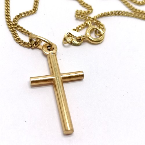 580 - UnoAErre Italian 9ct hallmarked gold cross on 9ct hallmarked gold 44cm chain - 3.6g - SOLD ON BEHALF... 