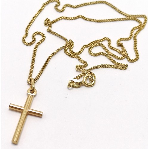 580 - UnoAErre Italian 9ct hallmarked gold cross on 9ct hallmarked gold 44cm chain - 3.6g - SOLD ON BEHALF... 