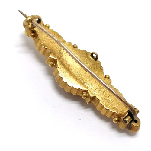 581 - Antique 15ct Chester hallmarked gold bar brooch set with diamond - 4.5cm & 2.8g total weight - SOLD ... 