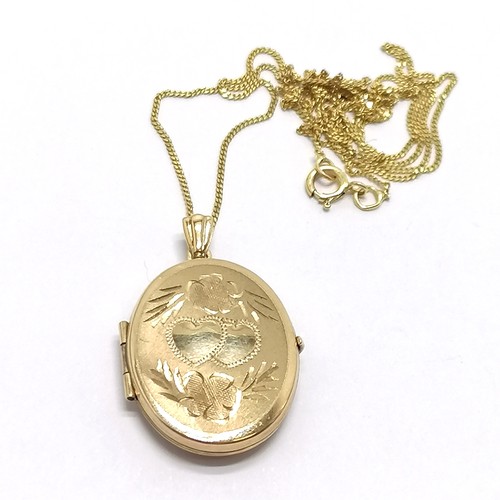 583 - 9ct hallmarked gold locket pendant on a 9ct marked gold 44cm chain - total weight 2.7g - SOLD ON BEH... 