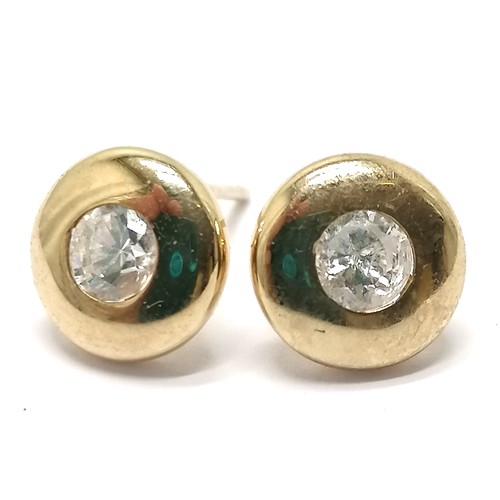 598 - 9ct gold pair of white stone set earrings - 1.4g total weight - SOLD ON BEHALF OF THE NEW BREAST CAN... 