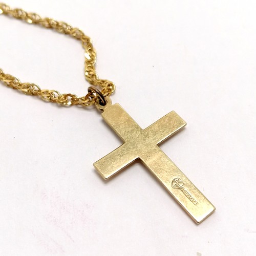 609 - 9ct hallmarked gold cross pendant (2.8cm) on a 9ct hallmarked gold rope link 44cm chain - 5.1g