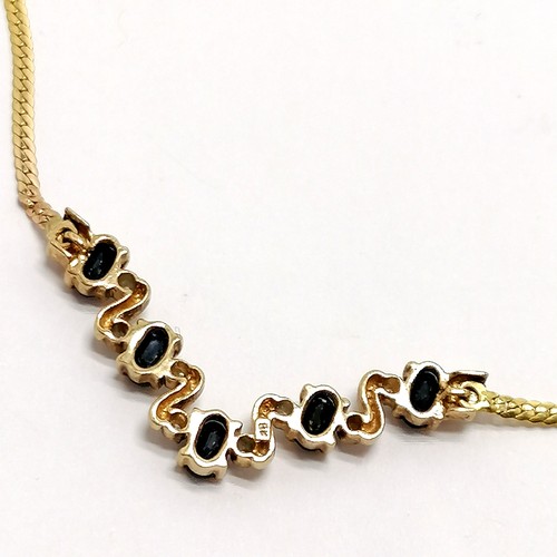 623 - 9ct marked gold necklet set with sapphires & diamonds - 42cm long & 3.9g total weight