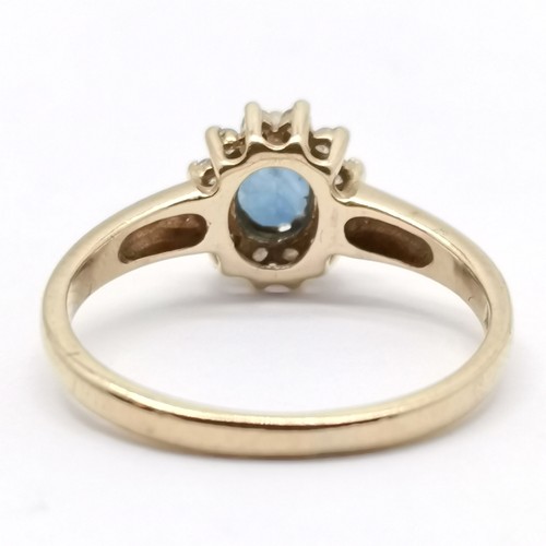 658 - 9ct hallmarked gold pale sapphire & diamond set cluster ring - size J½ & 1.9g total weight