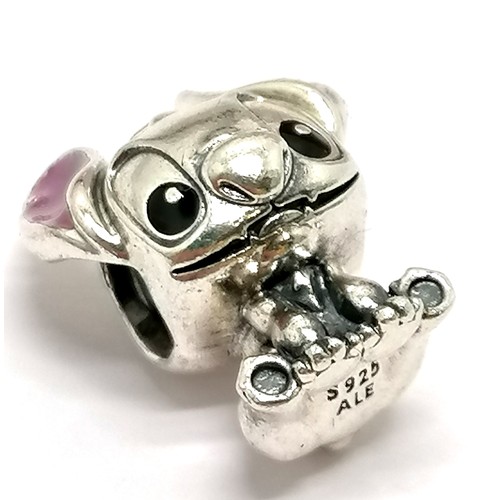 690 - Pandora (ALE) silver Disney Mickey / Minnie mouse bangle, Olaf charm (boxed) + Stitch (Experiment 62... 