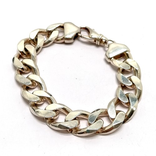 715 - Silver heavy gauge filed curb link bracelet - 24cm & 99g