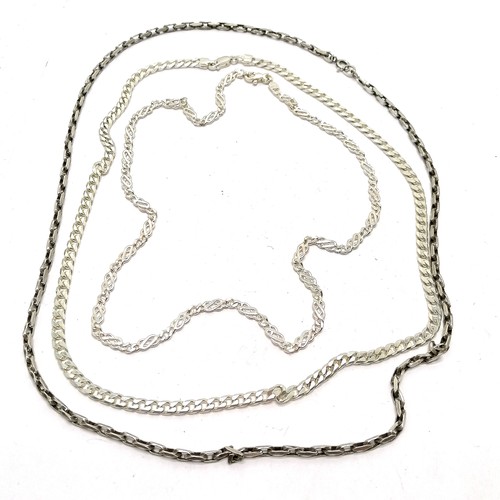 718 - 3 x silver neckchains - shortest fancy link chain 44cm & total weight (3) 48g