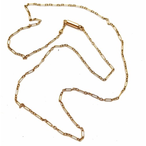 725 - Antique 9ct marked gold fancy link fine 42cm chain - 1.9g