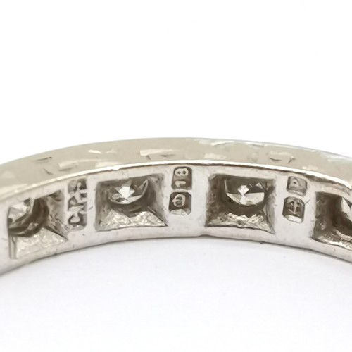 728 - 18ct hallmarked white gold diamond full eternity ring - size O & 3.5g total weight