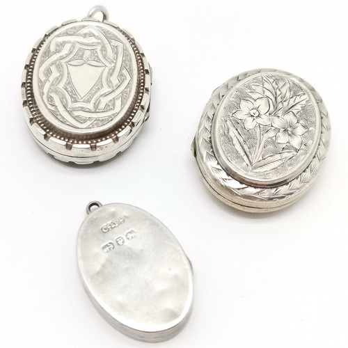 731 - 3 x antique lockets (2 silver) - largest 4cm drop & smallest has dents to reverse ~ total weight (3)... 