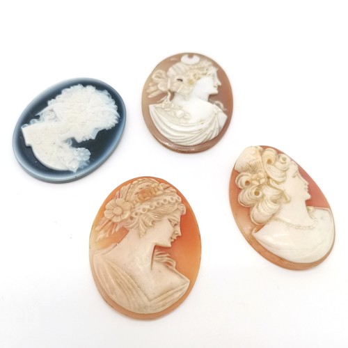 732 - Collection of mostly hand carved cameo loose shell cameos inc antique, hardstone etc - largest cameo... 