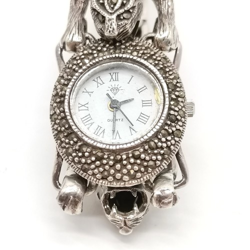 753 - 800 silver stone set bracelet t/w silver watch with unusual marcasite set tigers bracelet ~ total we... 