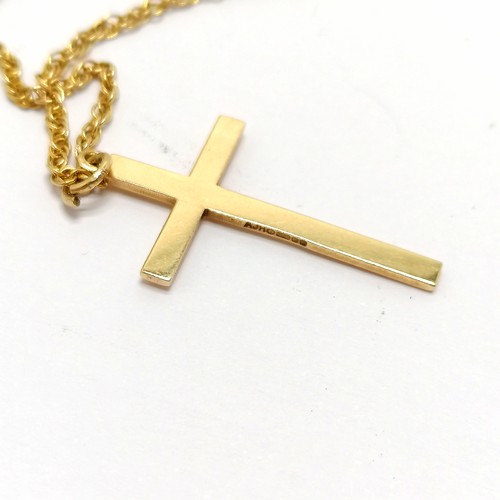 776 - 9ct hallmarked gold cross pendant (3cm) on a 9ct marked gold 40cm chain - 4.2g