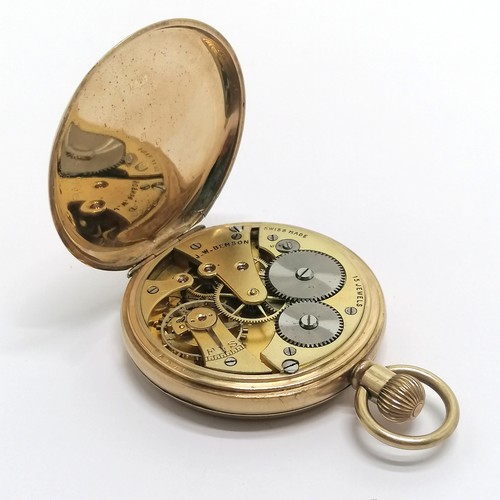 801 - J W Benson London antique 9ct gold hallmarked cased gents pocket watch 45mm case  total weight 76.5g... 