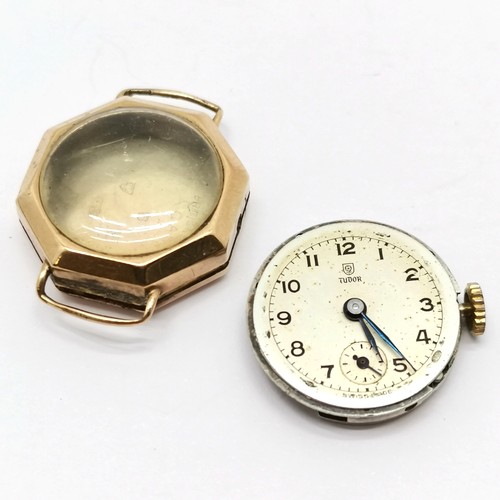 815 - Tudor 9ct Chester gold cased manual wind ladies wristwatch with Tudor marked movement - 20mm case & ... 